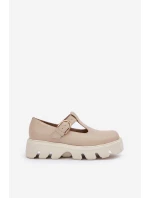 Kožené Polobotky S Přezkou Zazoo 20183 Béžové