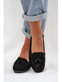 Dámské Ploché Klasické Semišové Mokasíny model 21686077 Černé - S.Barski