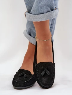 Dámské Ploché Klasické Semišové Mokasíny model 21686077 Černé - S.Barski