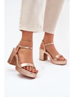 Eko Kožené Sandály Na Podpatku Růžové Zlato model 21699459 - Boto