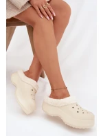 Pěnové dámské pantofle s kožešinou béžové model 21772602 - Boto