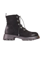 Luxusní dámské černé kotníčkové boty na plochém podpatku Luxusní dámské černé kotníčkové boty na plochém podpatku