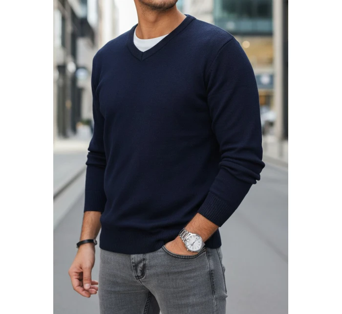 Pánský tmavě modrý svetr s výstřihem Dstreet model 21993987 - FashionStreet