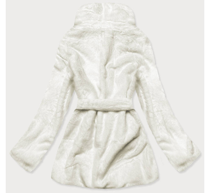 Bílá dámská bunda - kožíšek s límcem (GSQ2166)