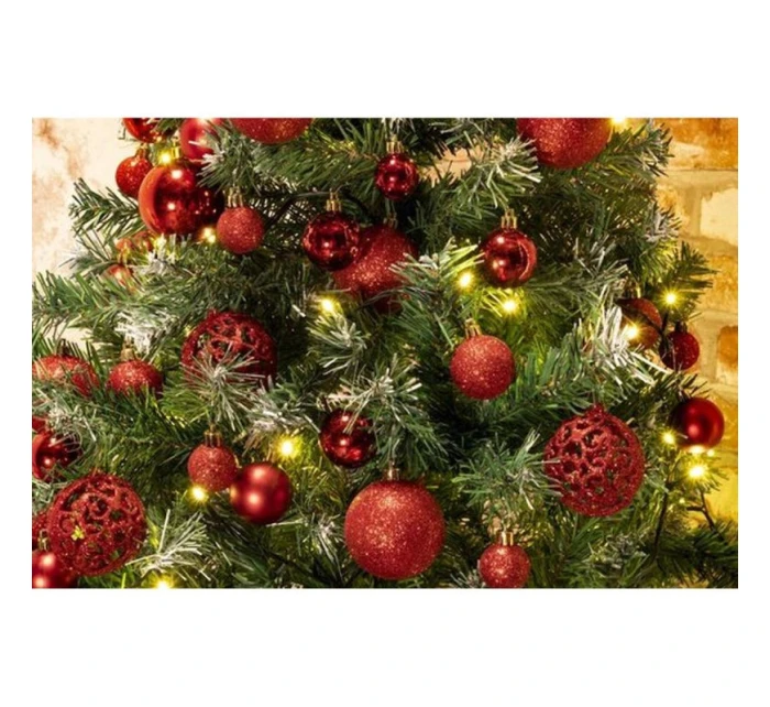 DEKORATIVNÍ PLASTOVÁ CETKA 6CM SADA 35 KS ČERVENÁ