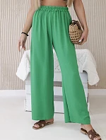 Kalhoty se širokými nohavicemi zelená