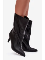 Nazouvací dámské boty na podpatku černé model 21707769 - Boto