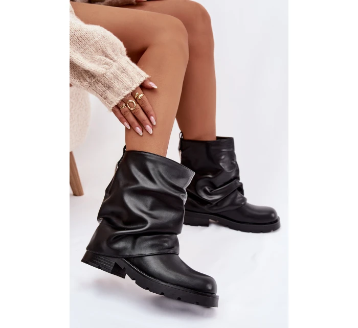 Zateplené dámské kotníkové boty s řaseným horním lemem černé Gracine Zateplené dámské kotníkové boty s řaseným horním lemem černé Gracine