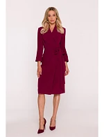 S415 Košilové šaty vázané v pase - bordó