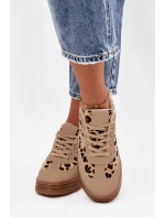 Dámské tenisky na platformě s leopardím vzorem – béžové Denissa Dámské tenisky na platformě s leopardím vzorem – béžové Denissa