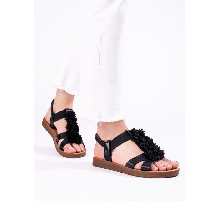 Moderní dámské  sandály černé bez podpatku