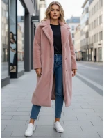 Dámský zimní kabát teddy kožešina dlouhý růžový FashionStreet NY0751z