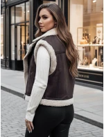 Dámská semišová vesta s ovčí kůží WOOLZIP hnědá FashionStreet TY4746z Dámská semišová vesta s ovčí kůží WOOLZIP hnědá FashionStreet TY4746z