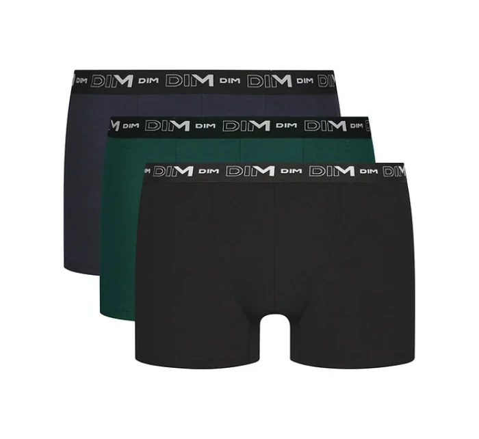 Pánské boxerky 3 ks DIM COTTON STRETCH BOXER 3x - DIM - tmavě zelená