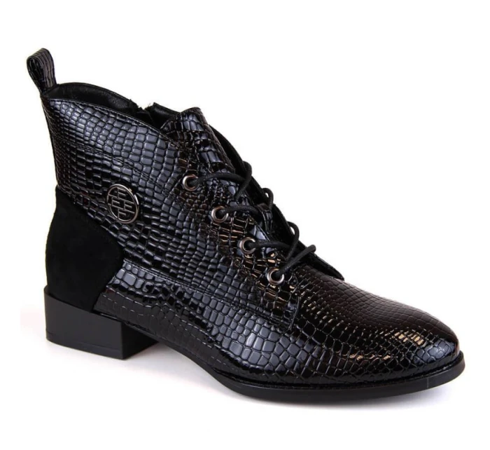 Filippo W PAW478A černé lakované zateplené boty s krokodýlem Filippo W PAW478A černé lakované zateplené boty s krokodýlem