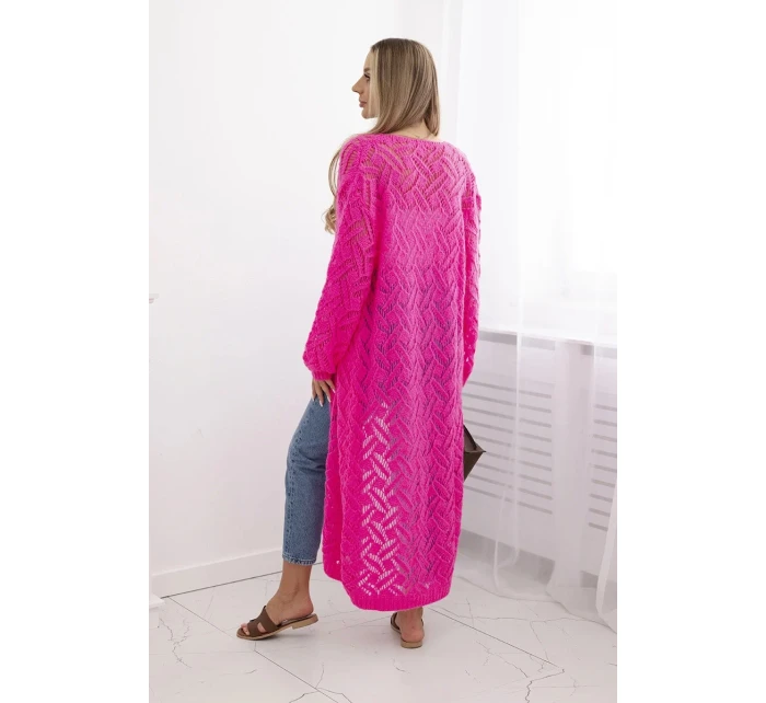 Svetr dlouhý kardigan Super  růžový model 20247435 - K-Fashion