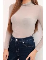 Dámská svetr z model 21777033 s rolákem a dlouhým rukávem tmavě béžová - K-Fashion