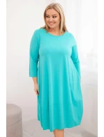 Dámská bavlněná sukýnka Plus Size s ohrnovacími rukávy a kapsami mátová Dámská bavlněná sukýnka Plus Size s ohrnovacími rukávy a kapsami mátová