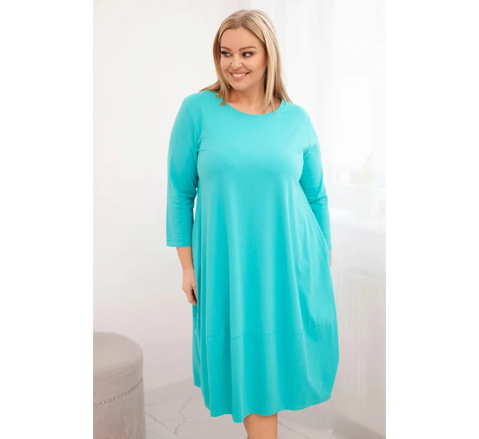 Dámská bavlněná sukýnka Plus Size s ohrnovacími rukávy a kapsami mátová Dámská bavlněná sukýnka Plus Size s ohrnovacími rukávy a kapsami mátová