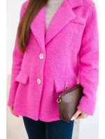 Dámská bunda z měkké ovčí vlny s límcem růžová