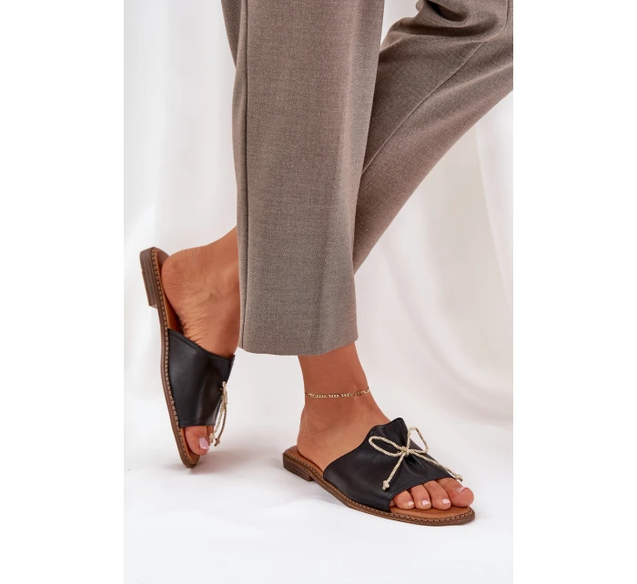 Sandály Na Ploché Podešvi S Mašlí Černé model 21684361 - Boto Sandály Na Ploché Podešvi S Mašlí Černé model 21684361 - Boto