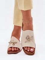 Dámské sandály na plochém podpatku s ozdobným vázáním béžové Norela