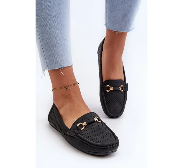 Dámské prolamované mokasíny s ozdobou, Black Kaydance Dámské prolamované mokasíny s ozdobou, Black Kaydance