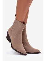 Dámské kotníkové boty na podpatku Béžová  Shoes model 21874682 - IDEAL SHOES
