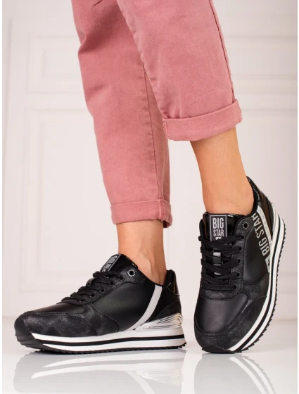 Designové dámské černé tenisky bez podpatku Designové dámské černé tenisky bez podpatku