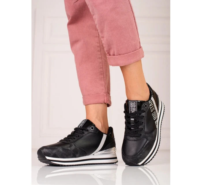 Designové dámské černé tenisky bez podpatku Designové dámské černé tenisky bez podpatku