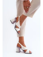 Dámské sandály na podpatku bílé D&A MR38-153