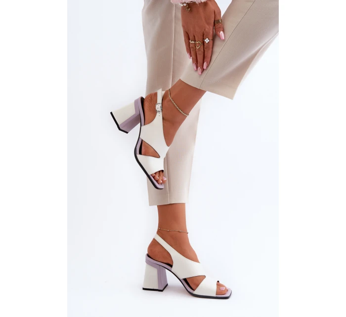 Dámské sandály na podpatku bílé D&A MR38-153