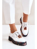 Dámské Kožené Polobotky Šněrovací Artiker Bílé 55C0500