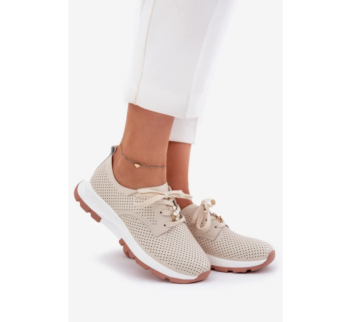 Kožené Polobotky Dámské S   Béžové model 21692665 - Artiker