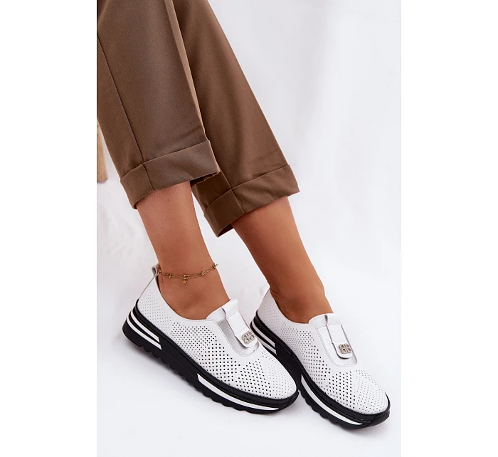 Dámské nazouvací polobotky z pravé kůže S.Barski LR61-7092 Bílá