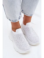 Dámské Sportovní Textilní Baleríny s Dekorací Bílé model 22107408 - Boto