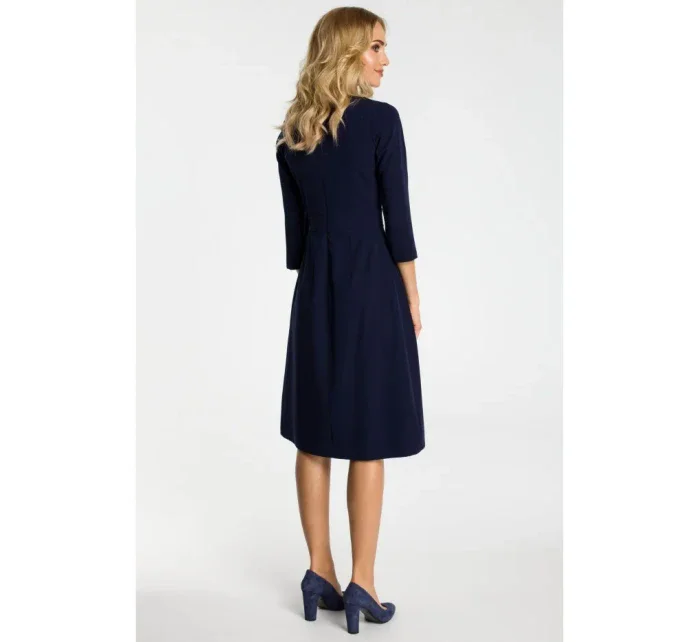 M335 Šaty se záhyby vpředu - tmavě modré