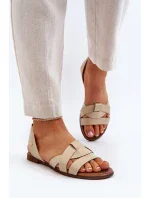Zazoo Pohodlné kožené nazouvací sandály, béžová Zazoo Pohodlné kožené nazouvací sandály, béžová