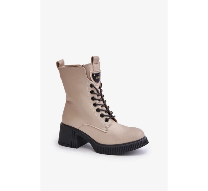 Zateplené Dámské Kotníkové Boty z Přírodní Kůže Vinceza Béžové