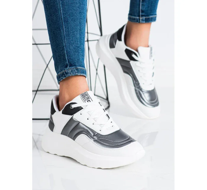 Trendy  tenisky dámské bílé bez podpatku