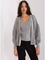 Šedý dámský dvoudílný komplet - top a svetr (8019)