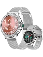 Dámské chytré hodinky Rubicon RNCF19-1 Stříbrný náramek + řemínek Dámské chytré hodinky Rubicon RNCF19-1 Stříbrný náramek + řemínek