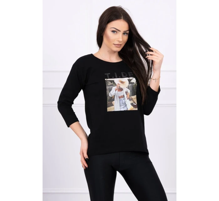 Halenka s potiskem Tide černá Halenka s potiskem Tide černá