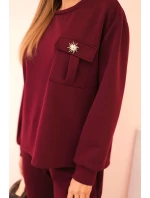 Komplet dámský máslový mikina a kalhoty s gumou model 21310126 - K-Fashion