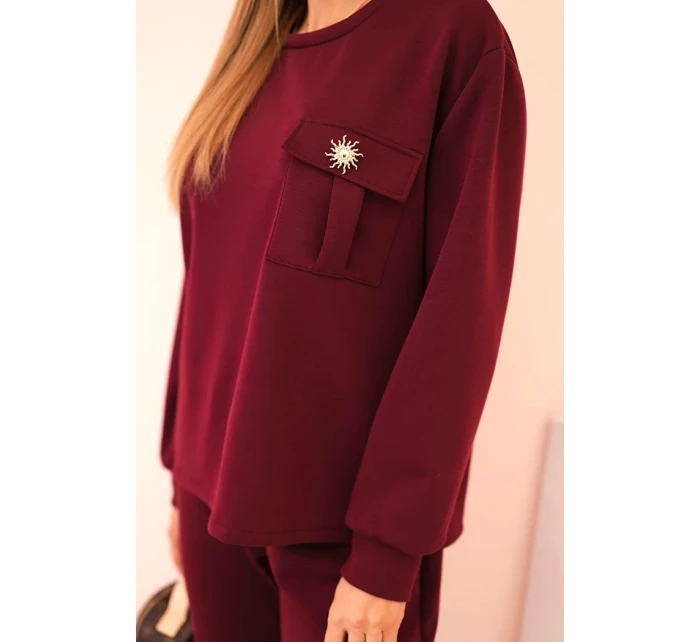 Komplet dámský máslový mikina a kalhoty s gumou model 21310126 - K-Fashion