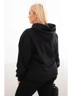 Dámská mikina s kapucí a klokaní kapsou Plus Size z bavlny černá