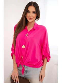 Dámská košile s viskózou, ozdobnými knoflíky a límečkem růžová
