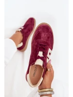 Dámské semišové sneakersy model 21704973 bordové - VINCEZA