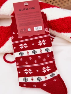 Pánské vánoční ponožky se liškou v svetru – červené