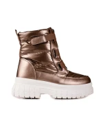 Praktické hnědé sněhule dámské na plochém podpatku Praktické hnědé sněhule dámské na plochém podpatku